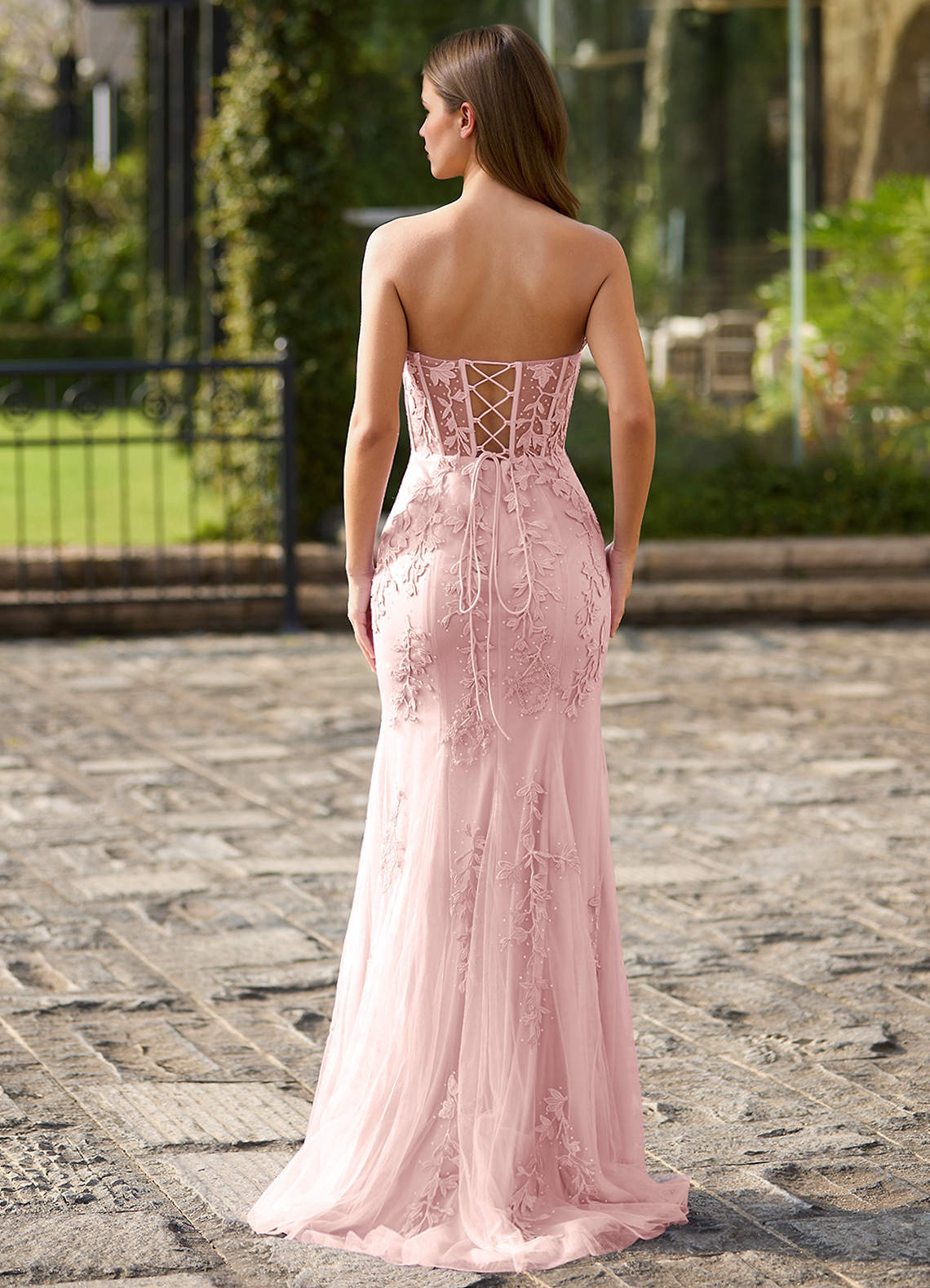 Lacefloral Pink Silk-Like Satin Prom Dress  Dress