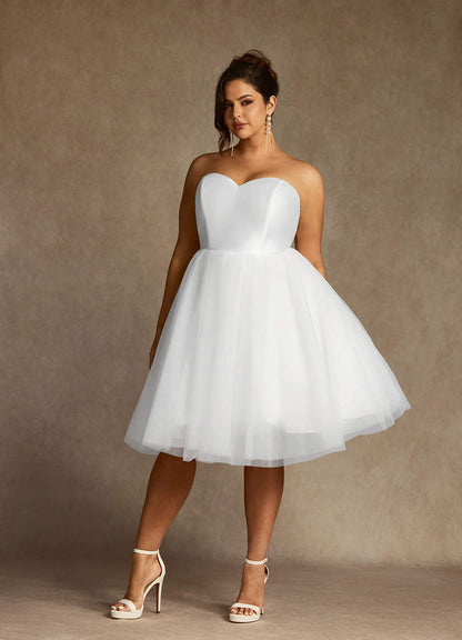 Diamond White A-Line Sweetheart Neckline Tulle Dress