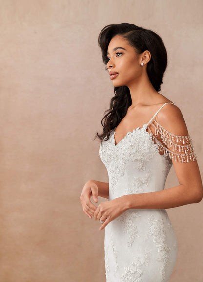 Diamond White Mermaid Sequins Tulle Dress