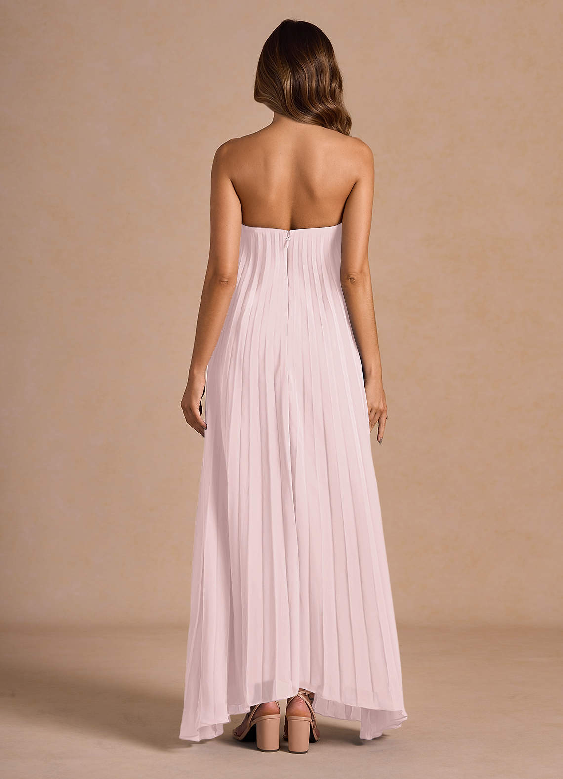 Nahla Powder Pink Allover Pleated Maxi Dress  Dress