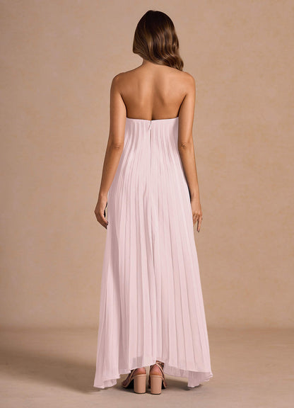 Nahla Powder Pink Allover Pleated Maxi Dress  Dress