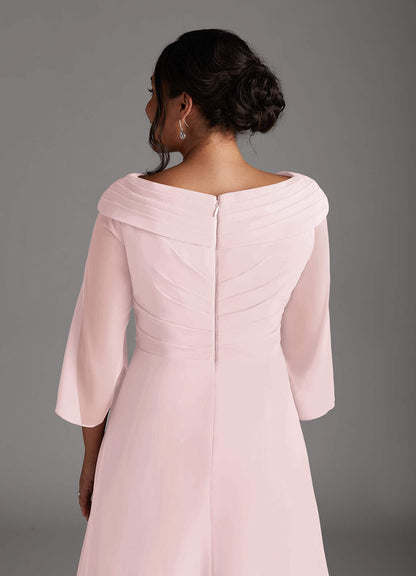 Blushing Pink A-Line Chiffon Dress