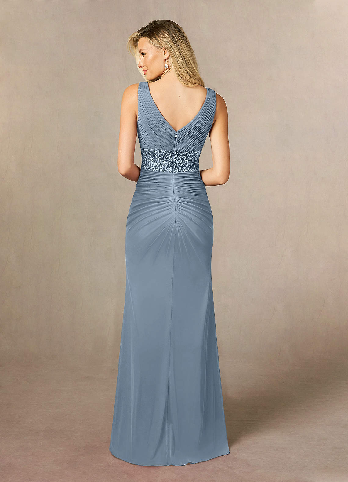 Dusty Blue Mermaid Sequins Mesh Dress