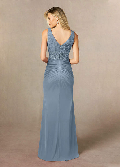 Dusty Blue Mermaid Sequins Mesh Dress