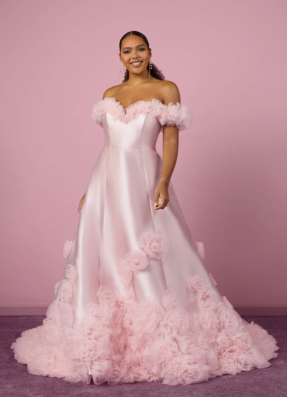 Ballerina Pink Ball-Gown Off the Shoulder Mikado Dress Ballerina Pink