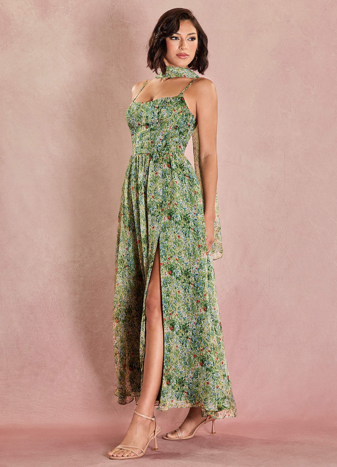 Lolla Green Floral Maxi Dress  Dress