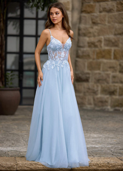 Drapelet Blue A-Line Prom Dress  Dress