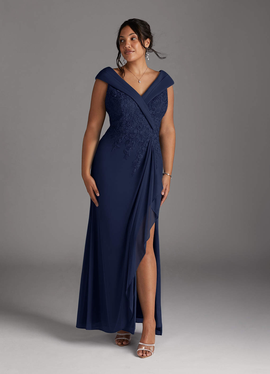 Dark Navy A-Line Lace Dress