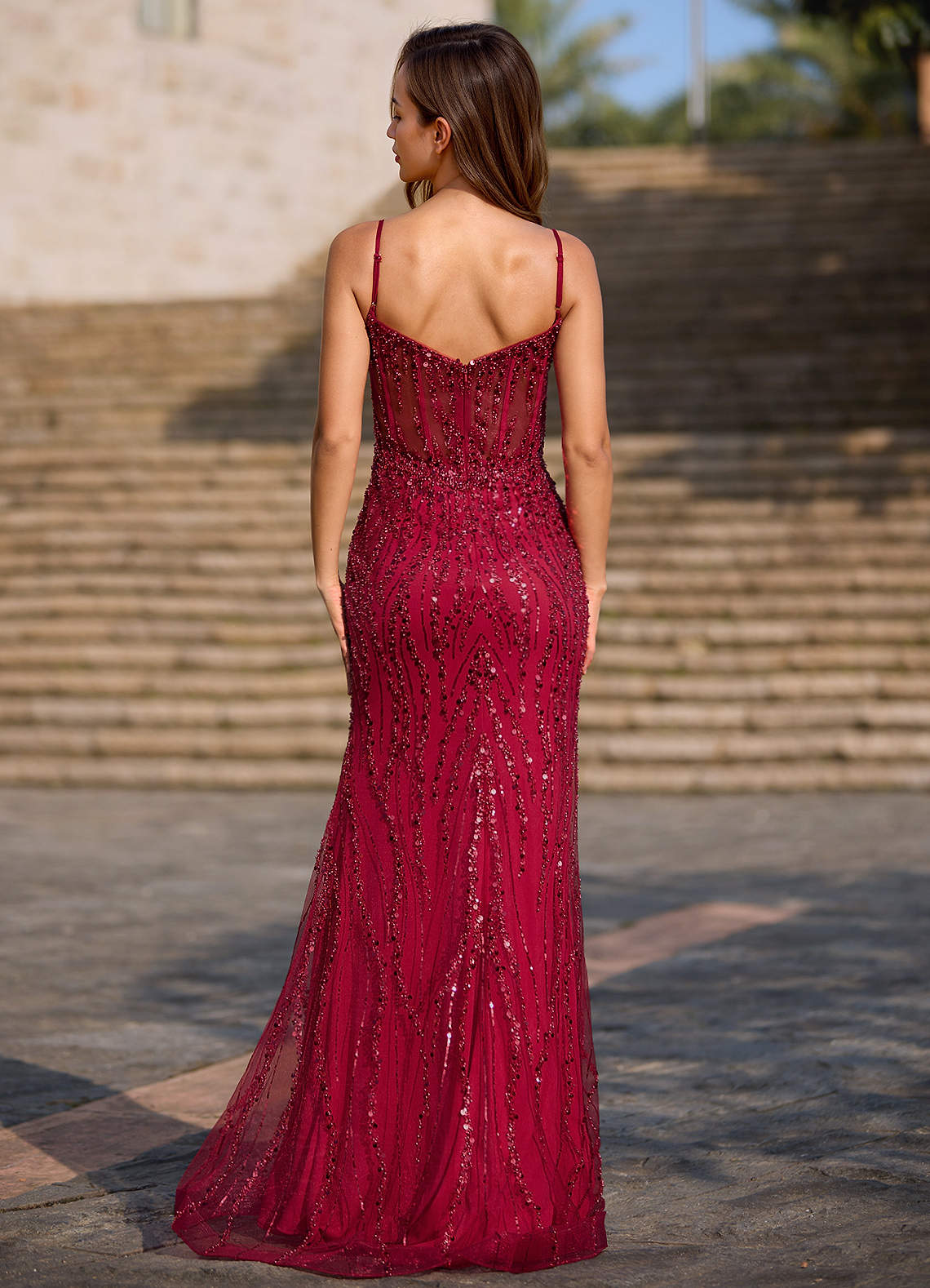 Dazzle Burgundy Mermaid Prom Dress