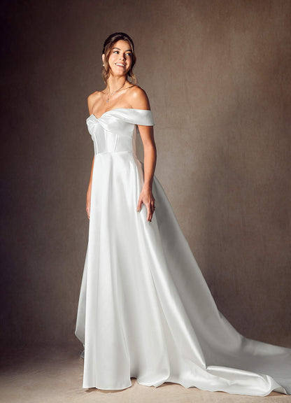 Diamond White A-Line Sweetheart Neckline Mikado Dress