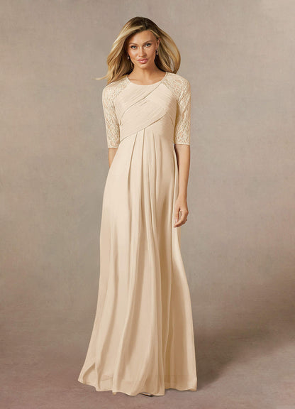 Champagne A-Line Lace Mesh Dress