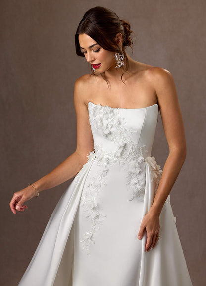 Diamond White Mermaid Strapless Matte Satin Dress