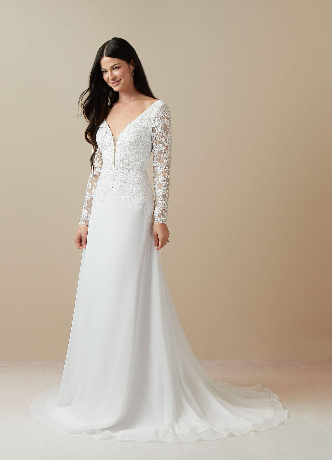 Diamond White A-Line Sequins Chiffon Dress