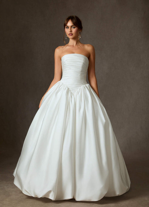 Diamond White Ball-Gown Strapless Stretch Satin Dress