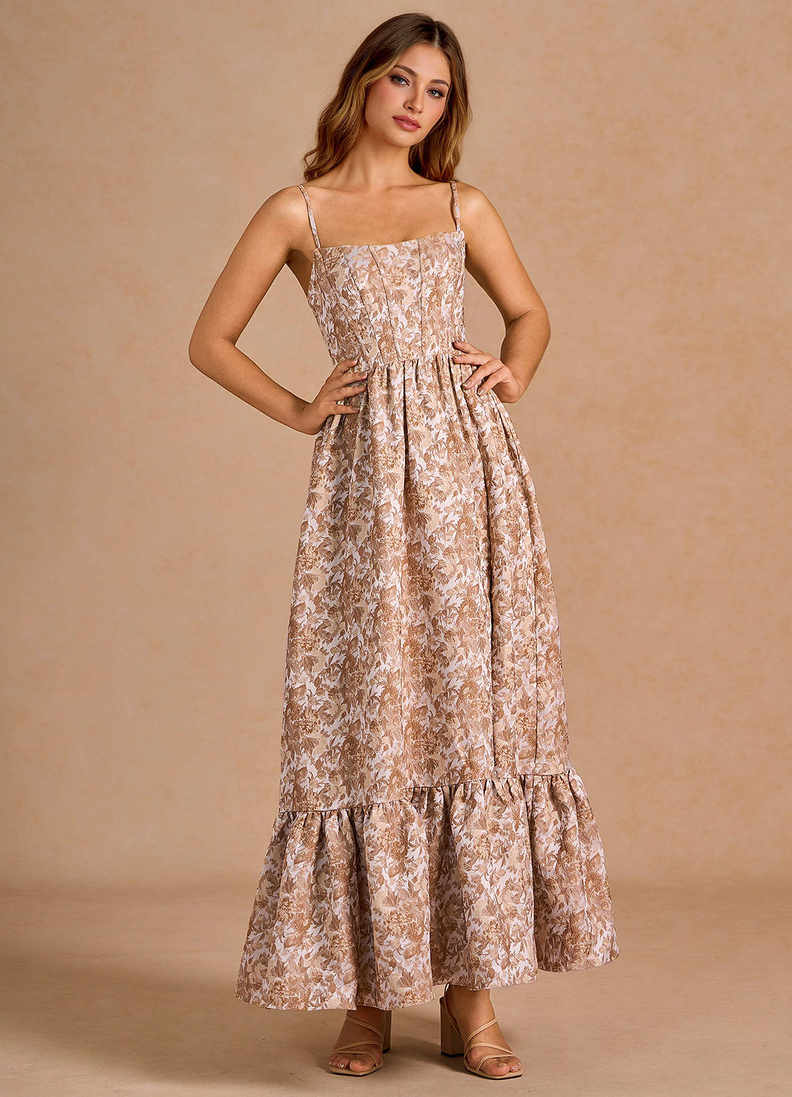 Soline Brown Multi Maxi Dress  Dress