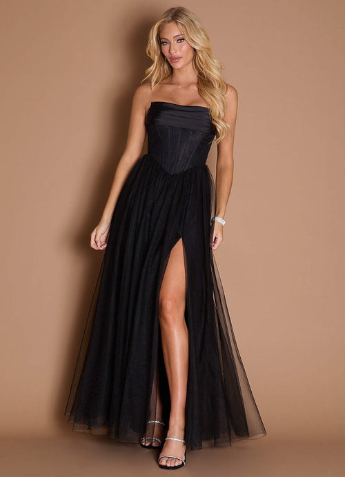 Kasie Black Corset Maxi Dress  Dress