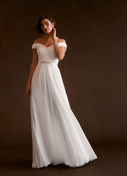 Diamond White A-Line Sequins Chiffon Dress