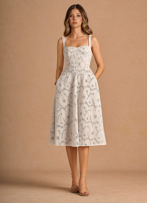 Liz White Midi Dress  Dress