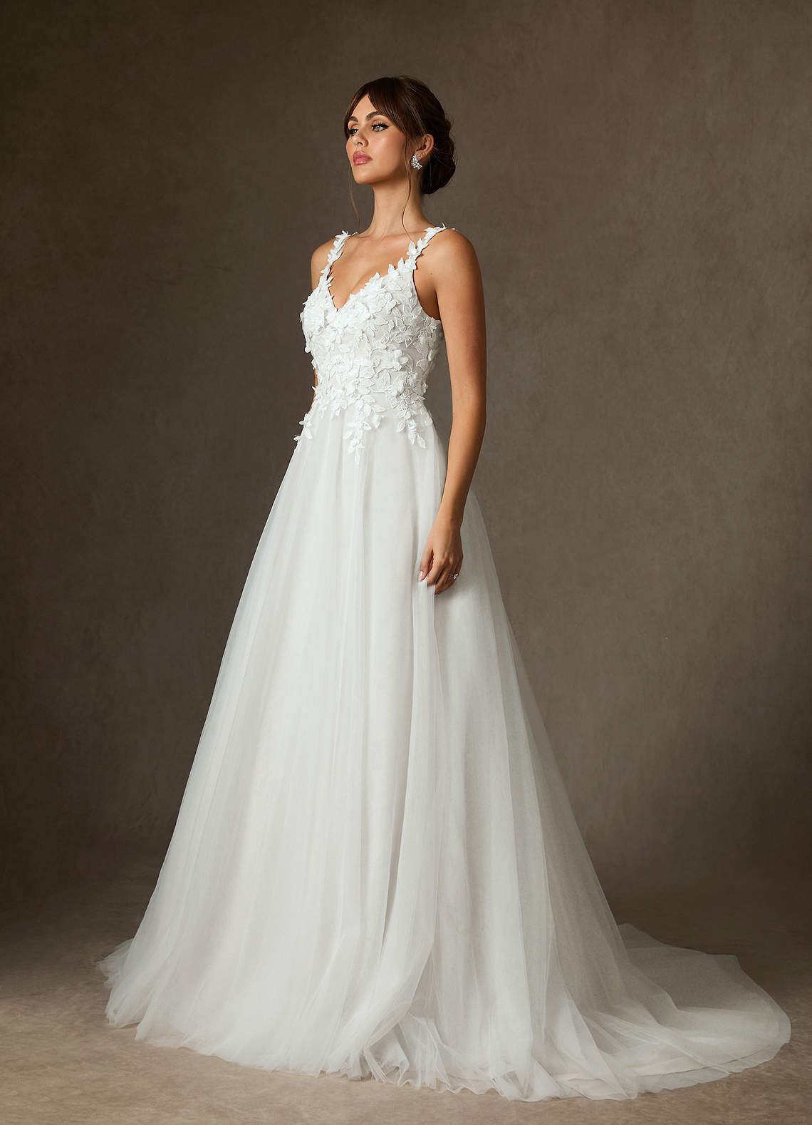 Diamond White Ball-Gown Lace Dress