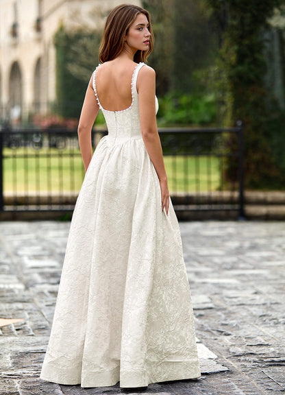 Thyme Cream A-Line 3D Flowers Prom Dress