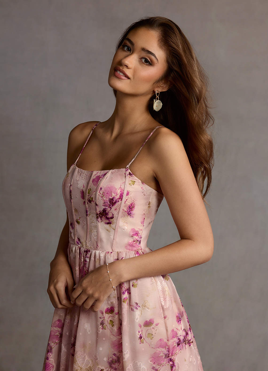 Gigi Mauve Floral Midi Dress
