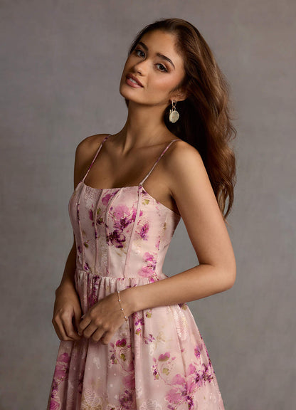 Gigi Mauve Floral Midi Dress