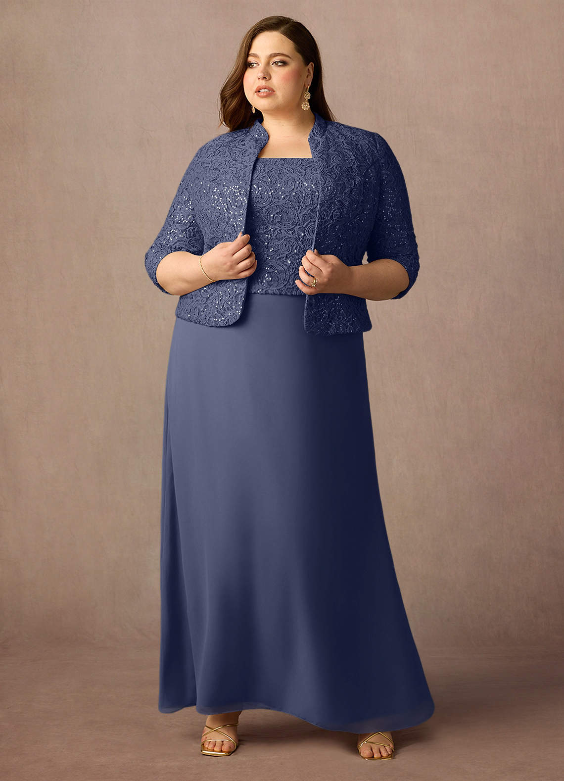 Stormy Sheath Square Neckline Sequins Chiffon Dress