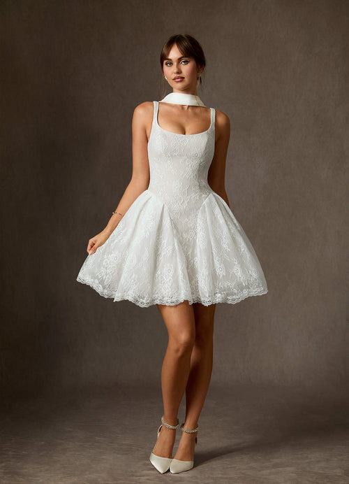 Diamond White A-Line Lace Dress