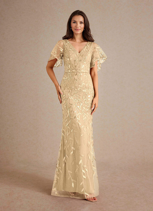Champagne Sheath Sequins Dress