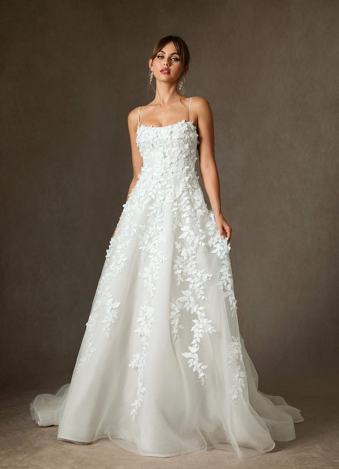 Diamond White Ball-Gown Lace Dress
