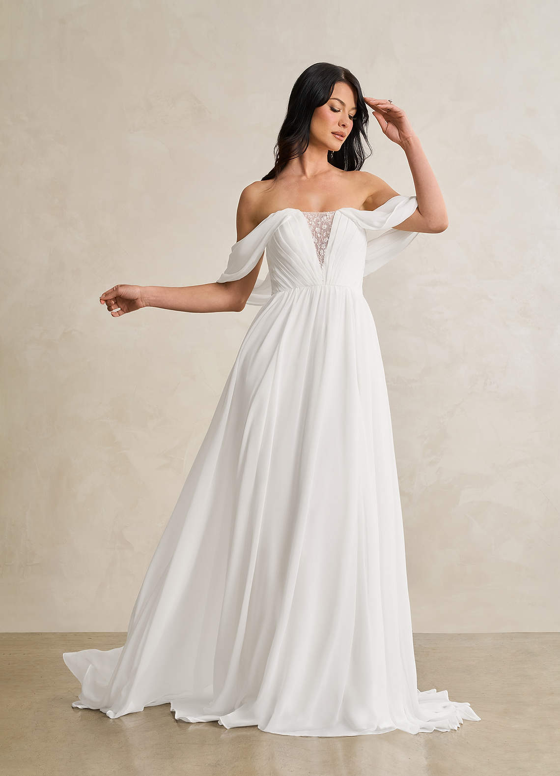 Diamond White A-Line Sweetheart Sequins Chiffon Dress