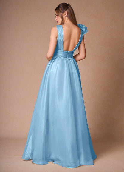 Vespera Mint Blue Ruffles Gown  Dress