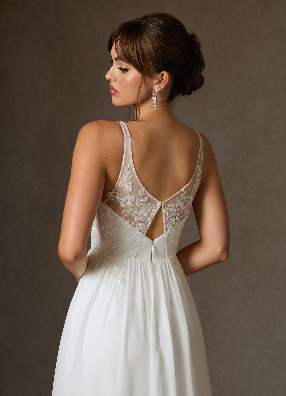 Diamond White A-Line Sequins Chiffon Dress