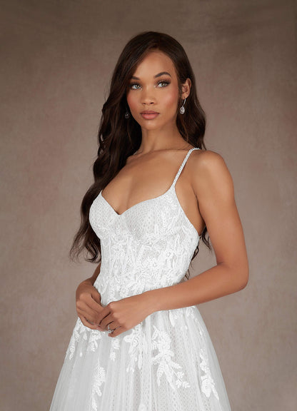 Diamond White A-Line Sequins Tulle Dress