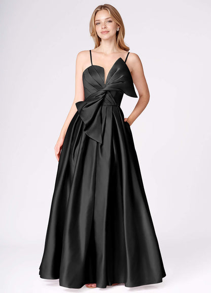 Miebow Black Strapless Illusion V-Neck Gown  Dress