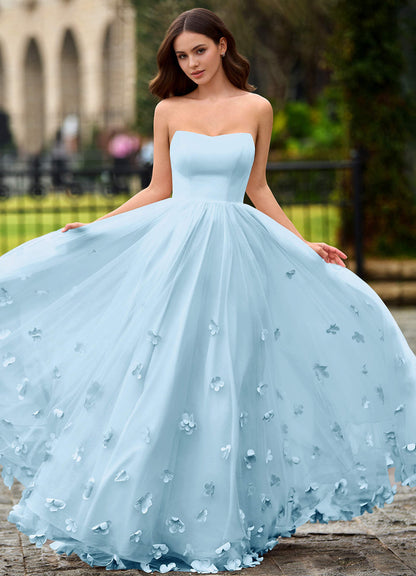 Calliope Sky Blue Flower Blossom Prom Dress