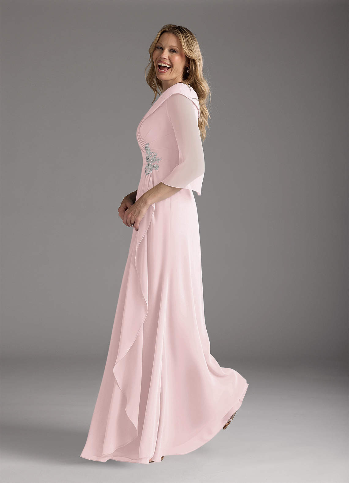 Blushing Pink A-Line Chiffon Dress