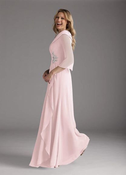 Blushing Pink A-Line Chiffon Dress