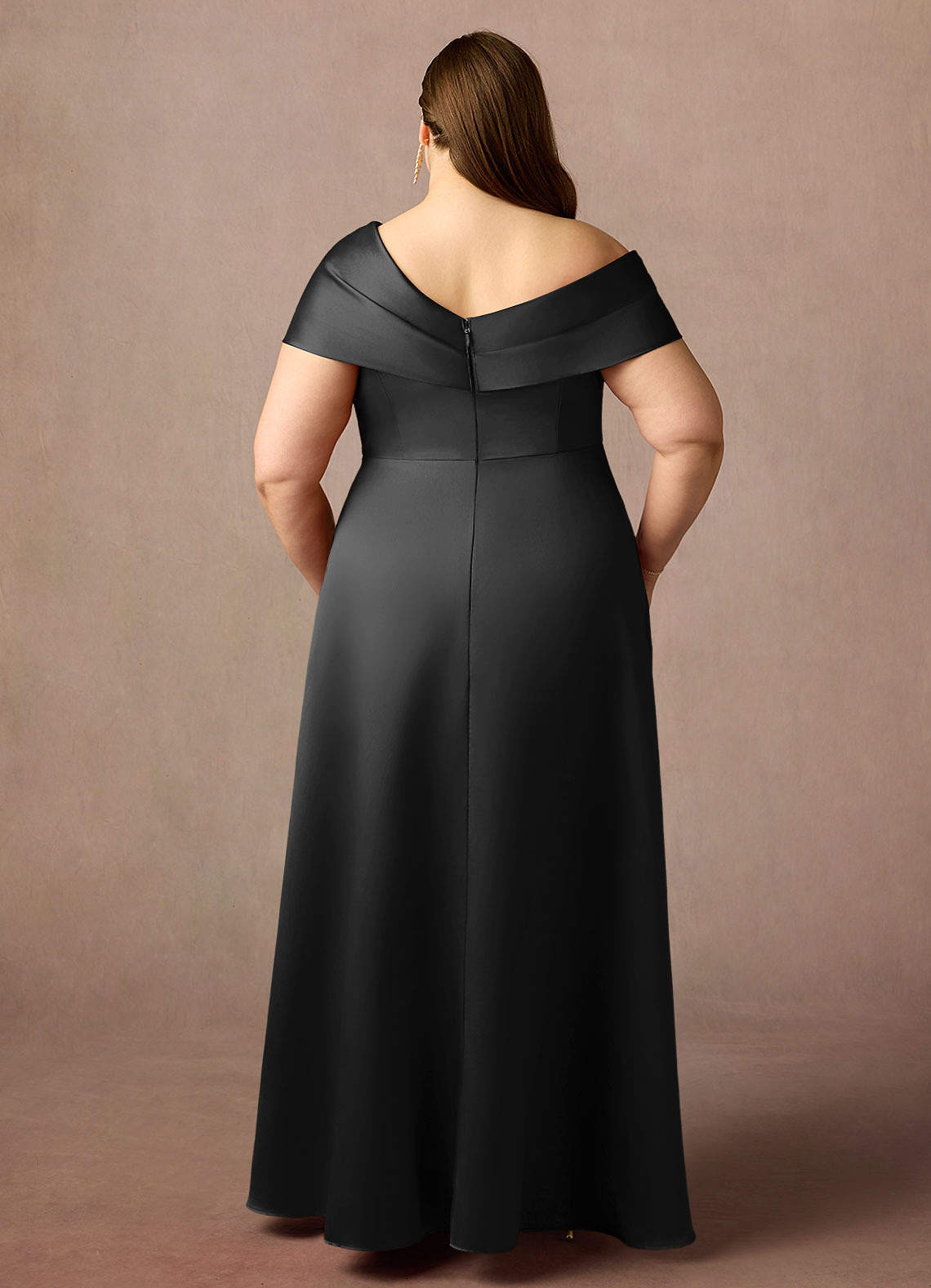 Black A-Line Pleated Mikado Dress