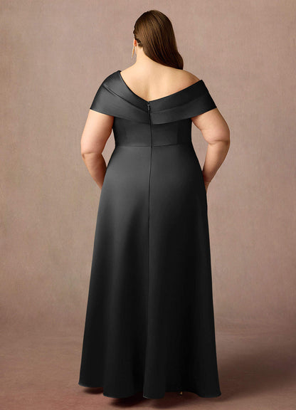 Black A-Line Pleated Mikado Dress