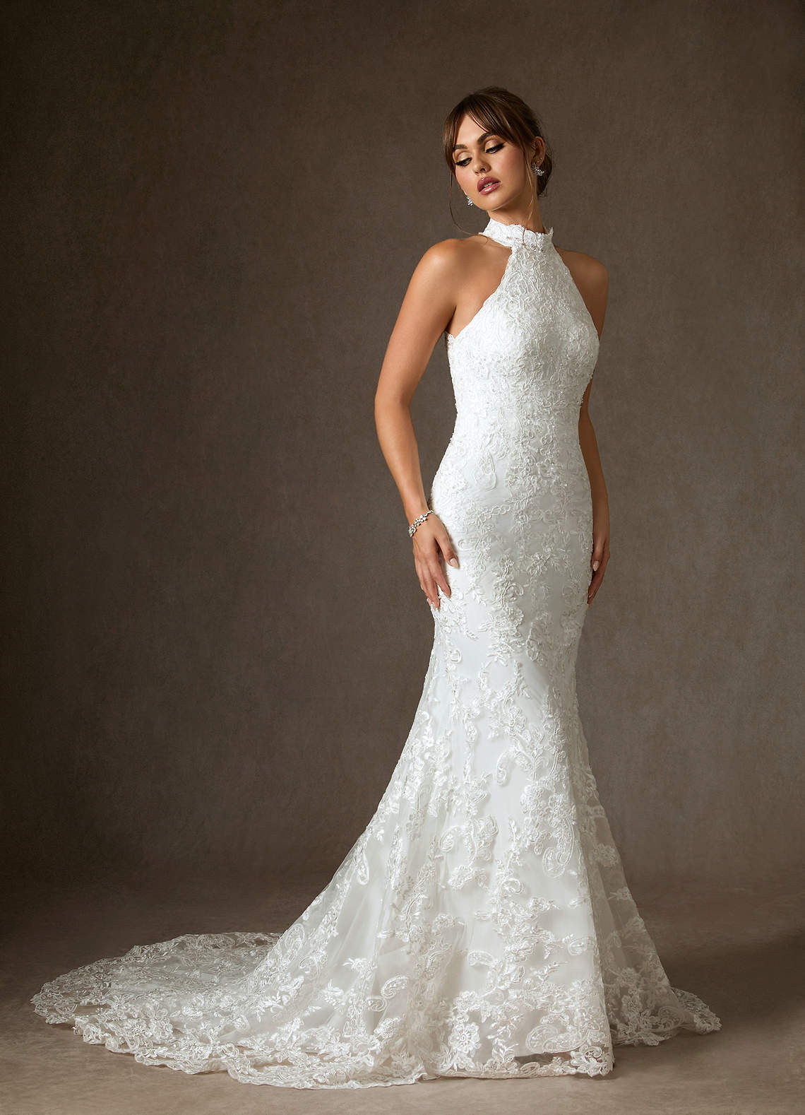 Diamond White Mermaid Lace Dress