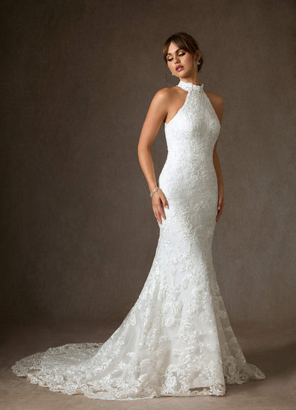Diamond White Mermaid Lace Dress