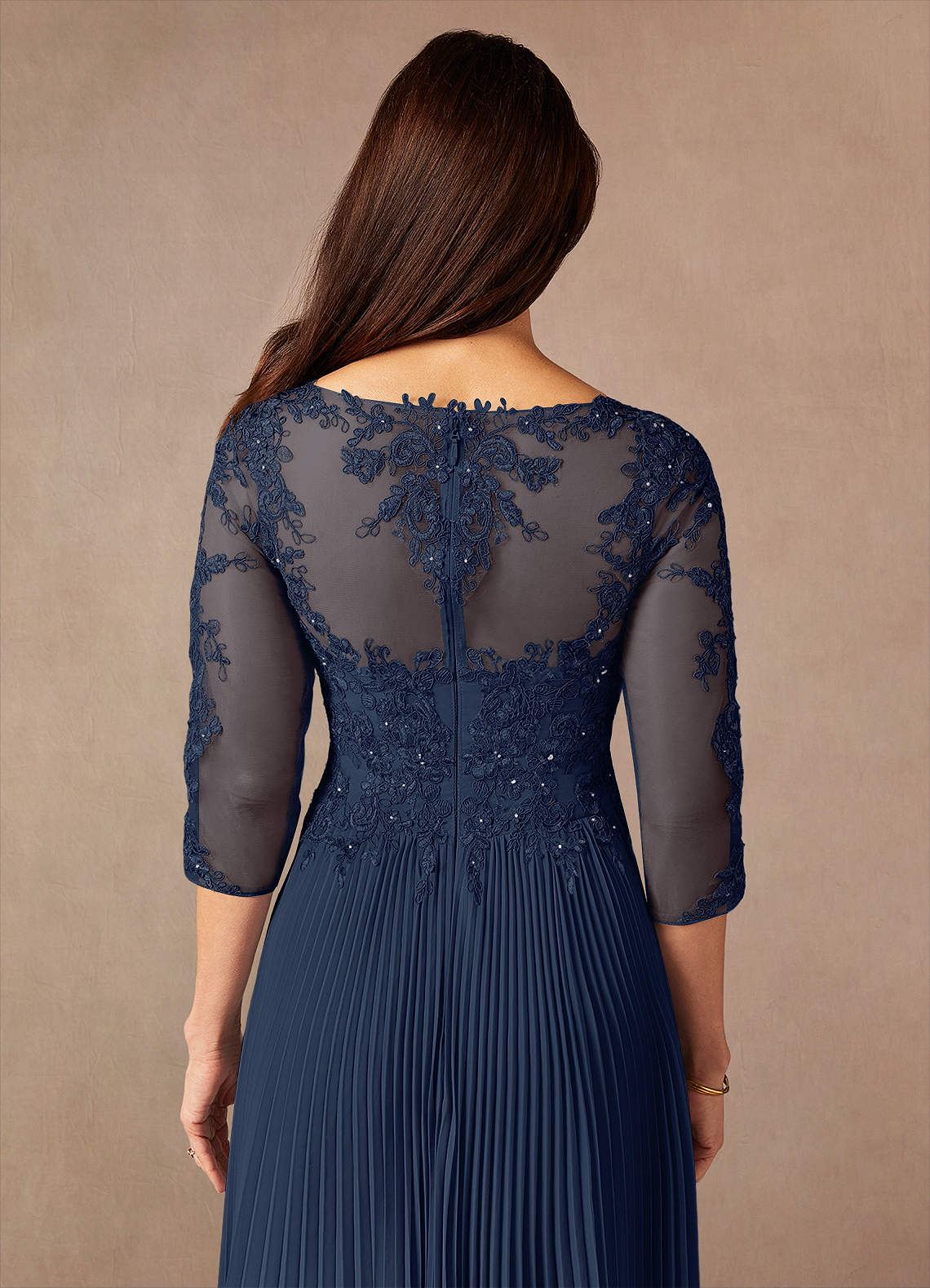 Dark Navy A-Line Sequins Chiffon Dress