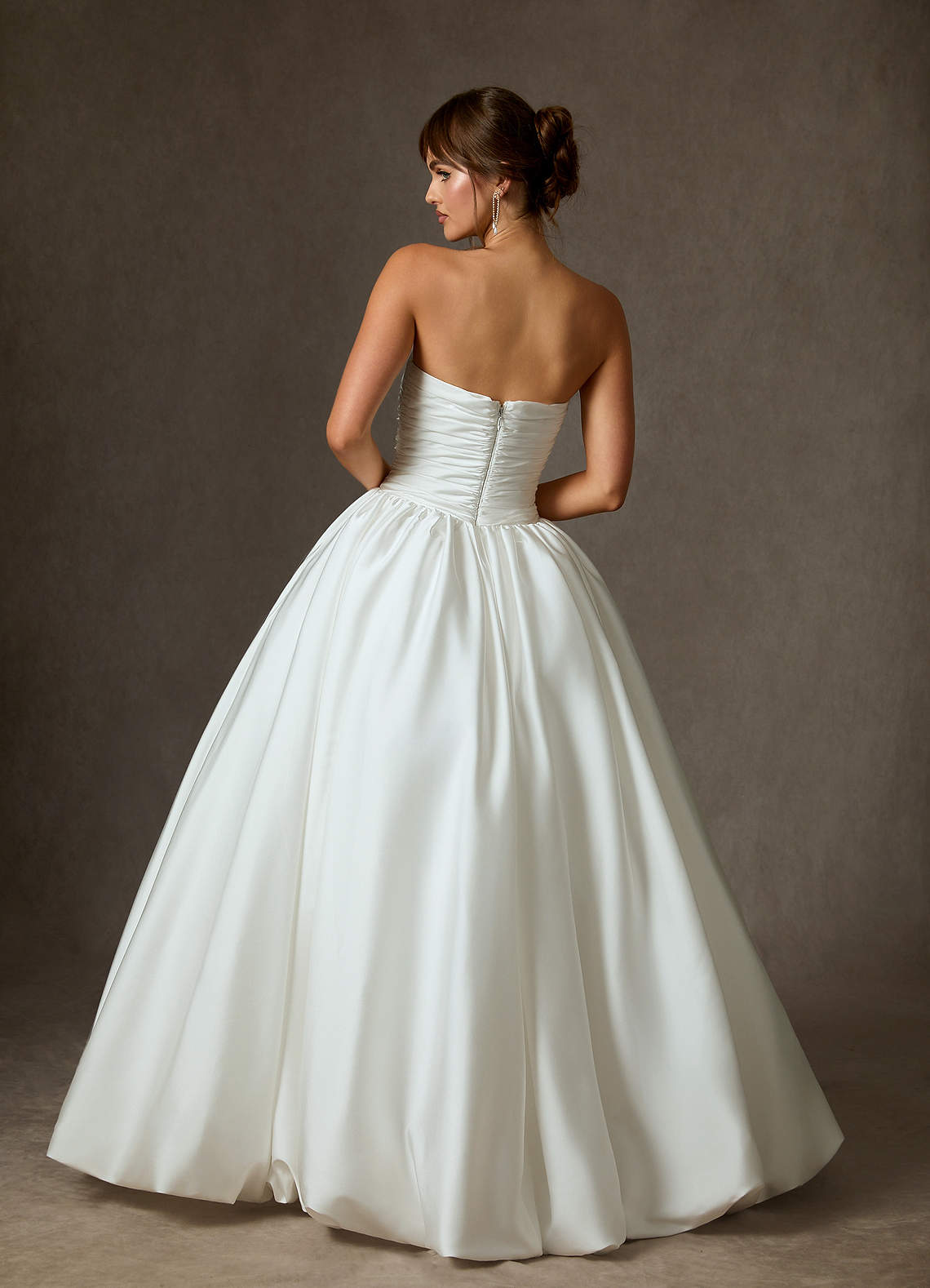 Diamond White Ball-Gown Strapless Stretch Satin Dress