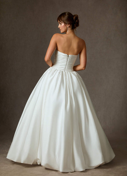 Diamond White Ball-Gown Strapless Stretch Satin Dress