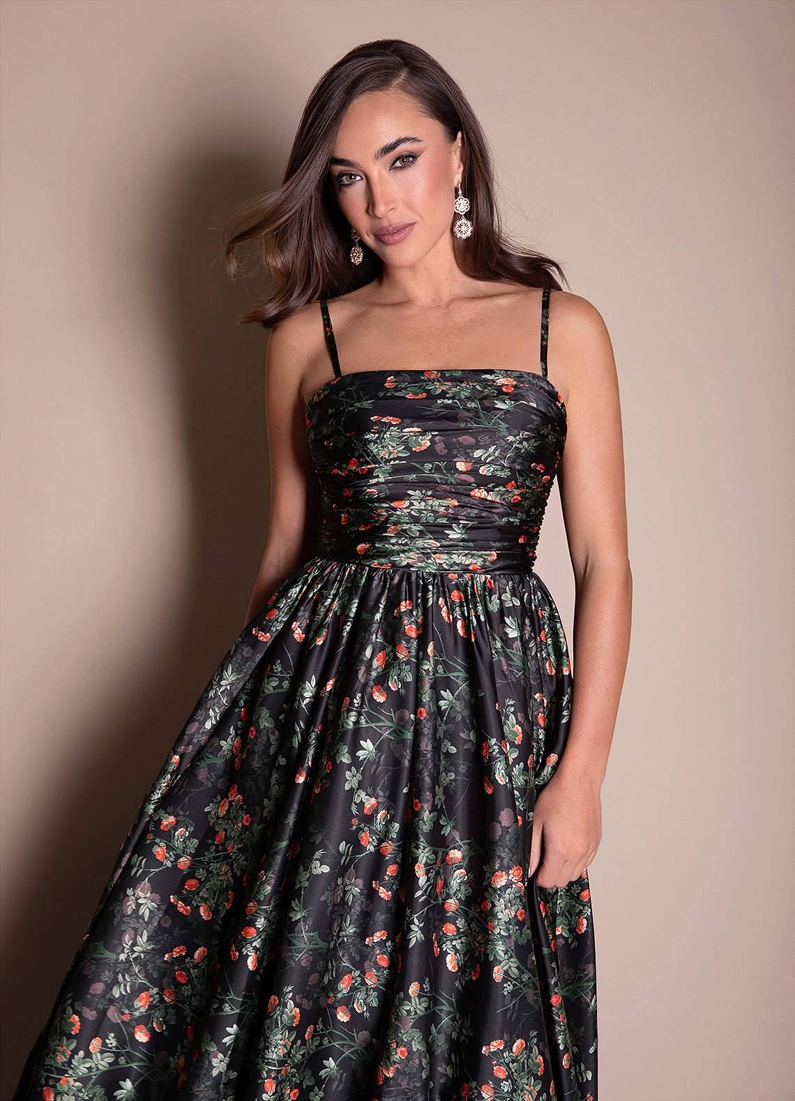 Suzana Noir Rosette Maxi Dress