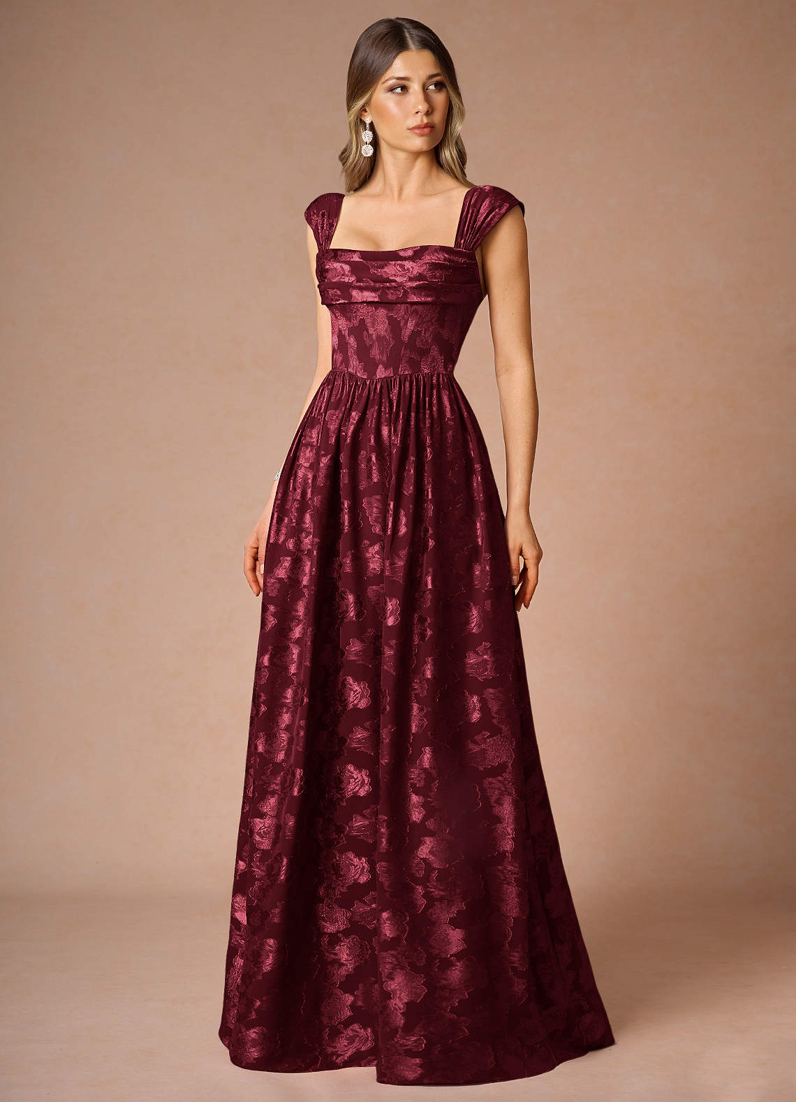 Hazel Wine Pleated Maxi Dress  Dress