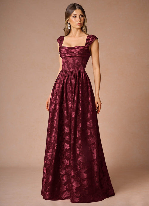 Hazel Wine Pleated Maxi Dress  Dress