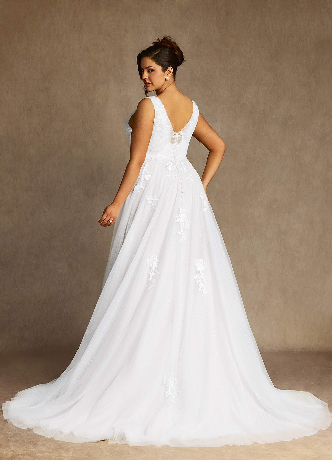 Diamond White A-Line Lace Tulle Dress
