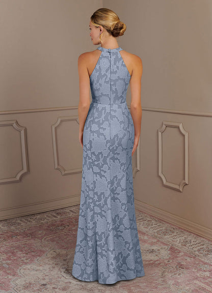 Dusty Blue Mermaid Floral Burnout Dress